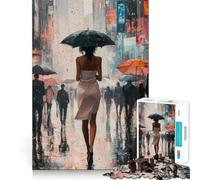 Mujer Caminando bajo la Lluvia Rompecabezas de 1000 Piezas para Adolescentes Estimula la Mente Divertido Cierre Seguro Sin Piezas Sueltas Una Forma entretenida de Pasar el Tiempo Libre (38x26cm)
