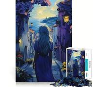 Mujer Caminando hacia el mar Rompecabezas para Adultos de 1000 Piezas Juego de concentración Mental Corte láser Actividad Nocturna Divertida para Toda la Familia (50x75cm)