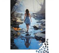 Mujer Caminando río 1000 Piezas Cartón Resistente Rompecabezas Conjunto Coleccionistas Juego Desafiante Descompresión Regalos 38x26cm/1000pcs
