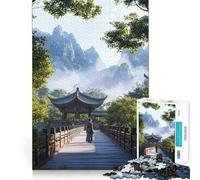 Mujer Caminando sobre un Puente en China Rompecabezas de 1000 Piezas para Adultos Diversión para Entrenar la Mente Corte Limpio Componentes Resistentes Actividad Relajante para desconectar (38x26cm)