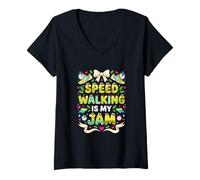Mujer Caminar rápido es mi atasco Camiseta Cuello V