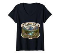 Mujer Caminata de Recuerdos del Parque Nacional Ártico Camiseta Cuello V