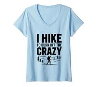 Mujer Caminata para Quemar a los Amantes de la Aventura de Senderismo Locos Camiseta Cuello V
