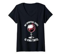 Mujer Camino 2026 Spiritual Guide Is Vino Tinto Wine Buen Camino Camiseta Cuello V