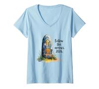 Mujer Camino De Santiago 2026 Follow The Yellow Arrow Watercolor Camiseta Cuello V