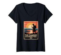Mujer Camino De Santiago 2026 Vintage Hiking Pilgrim St James Camiseta Cuello V