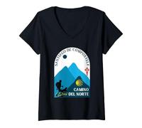 Mujer Camino del Norte Hombre y Perro Santiago de Compostela 2026 Camiseta Cuello V