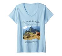 Mujer Camino Inca Machu Picchu Ciudad Perdida de los Incas Trekking Hombres Camiseta Cuello V