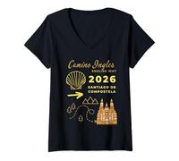 Mujer Camino Inglés 2026 Santiago de Compostela Camiseta Cuello V