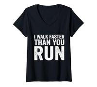 Mujer Camino más rápido de lo Que corres Motivación Maratón Broma Camiseta Cuello V
