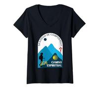 Mujer Camino Mujer Espiritual Caminando Santiago de Compostela 2026 Camiseta Cuello V