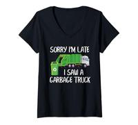 Mujer Camión de Basura Divertido Tarde Otra Vez Ciudad camión Vigilante Arte Camiseta Cuello V