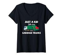 Mujer Camión de Basura Niño Amante Corazón Cita Reciclaje Camión Arte Camiseta Cuello V
