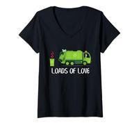 Mujer Camión de Basura Valentine Loads of Love Reciclaje Vehículo Camiseta Cuello V
