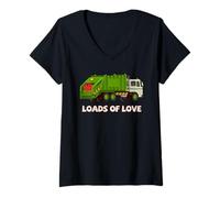 Mujer Camión de Basura Valentine Loads of Love Reciclaje Vehículo Camiseta Cuello V