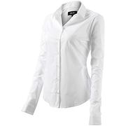 Mujer Camisa Básica de Algodón - Camisa Blusa Casual de Algodón de Manga Larga Informal con Cierre de Botón Delgado Formal, Ideal para Oficina/Trabajo/Entrevista (EU52, Blanco)