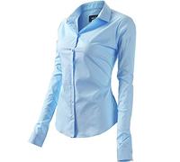Mujer Camisa Básica de Algodón - Camisa Blusa Casual de Algodón de Manga Larga Informal con Cierre de Botón Delgado Formal, Ideal para Oficina/Trabajo/Entrevista (EU34, Blanco)