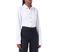 Mujer Camisa Básica Mujer Slim Fit - Camisa Blusa Casual de Fibra de Bambu Manga Larga Informal con Cierre de Botónl, Ideal para Oficina/Trabajo/Entrevista (Blanco, EU40)