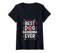 Mujer Camisa Best Dog Grandma Ever para el Día de la Madre Camiseta Cuello V