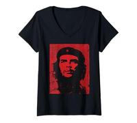 Mujer Camisa Che Guevara Rojo hasta La Victoria Siempre Revolution Camiseta Cuello V