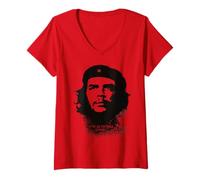 Mujer Camisa Che Guevara Rojo hasta La Victoria Siempre Revolution Camiseta Cuello V