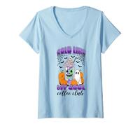 Mujer Camisa Cold Like My Soul Bebida Helada Calabazas Fantasma Otoño Camiseta Cuello V
