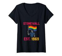 Mujer Camisa colorida LGBTQ del orgullo gay Stonewall 1969 Camiseta Cuello V