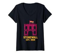 Mujer Camisa colorida LGBTQ del orgullo gay Stonewall 1969 Camiseta Cuello V