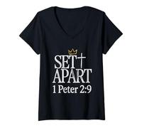 Mujer Camisa Cristiana Separada 1 Pedro 2:9 Faith Identity Kingdom Camiseta Cuello V