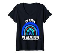 Mujer Camisa de abuso Infantil - April We Wear Blue Child Abuse Awareness Camiseta Cuello V