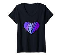 Mujer Camisa de Apoyo a la Demencia con corazón Morado para concienciación sobre el Alzheimers Camiseta Cuello V