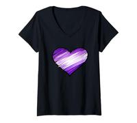Mujer Camisa de Apoyo a la Demencia con corazón Morado para concienciación sobre el Alzheimers Camiseta Cuello V