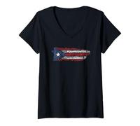 Mujer Camisa de Bandera de Puerto Rico con pueblos y Ciudades de Puerto Rico Camiseta Cuello V
