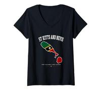 Mujer Camisa de Bandera de ST Kitts y Nevis, mapas de ST Kitts y Nevis Camiseta Cuello V