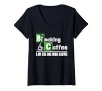 Mujer Camisa de café para Romper el Regalo Divertido para Adictos a la cafeína Camiseta Cuello V