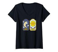 Mujer Camisa de Cartas del Tarot La Luna y el Sol Símbolos de la Carta del Tarot Impresionante Camiseta Cuello V
