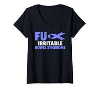 Mujer Camisa de Conciencia del SII - Conciencia sobre el síndrome del intestino Irritable de Fu Camiseta Cuello V