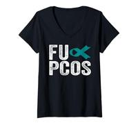 Mujer Camisa de concienciación sobre el SOP Fu - Síndrome de Ovario poliquístico del SOP Camiseta Cuello V