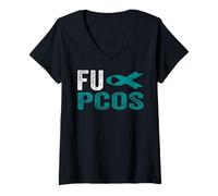 Mujer Camisa de concienciación sobre el SOP Fu - Síndrome de Ovario poliquístico del SOP Camiseta Cuello V