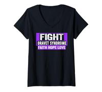 Mujer Camisa de concientización sobre el síndrome de Dravet - Combate el síndrome de Dravet Camiseta Cuello V