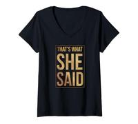 Mujer Camisa de Dama de Honor That's What She Said Wedding Bachelorette Camiseta Cuello V