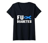 Mujer Camisa de Diabetes FU - Camisa de Diabetes FU Concientización sobre la Diabetes Camiseta Cuello V