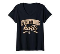 Mujer Camisa de Entrenamiento Divertido para el Dolor crónico de Everything Hurts Camiseta Cuello V