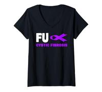 Mujer Camisa de Fibrosis quística FU - Concientización sobre la Fibrosis quística FU Camiseta Cuello V