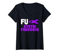 Mujer Camisa de Fibrosis Quística Fuck - Conciencia sobre la Fibrosis Quística Camiseta Cuello V