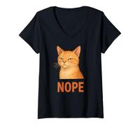 Mujer Camisa de Gato persnickety Divertida Que da el Aspecto Nope Camiseta Cuello V