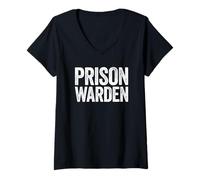 Mujer Camisa de guardián de la prisión para adultos, niños, hombres, mujeres, disfraz de guardián de la cárcel Camiseta Cuello V