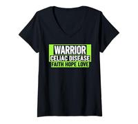 Mujer Camisa de Guerrero de la Enfermedad celíaca - Conciencia de la Enfermedad celíaca Camiseta Cuello V