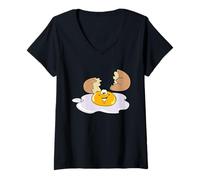 Mujer Camisa de Huevo Frito - Sunny Side Up Camiseta Happy Face Egg Camiseta Cuello V
