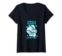 Mujer Camisa de Juego de Palabras con Texto en inglés I Whale Always Love You Camiseta Cuello V